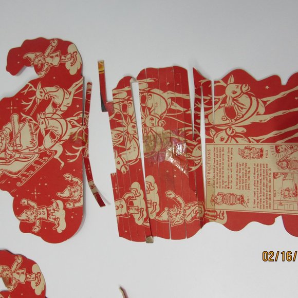 lot 3 Vintage Christmas Sears Happi Time Toy Town Santa Cardboard Display - Picture 6 of 8